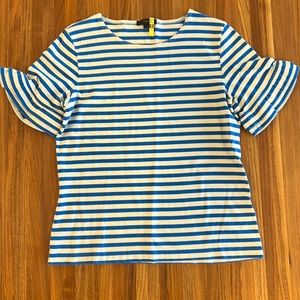 J. Crew Ruffle Sleeve Striped Top Size: Small
